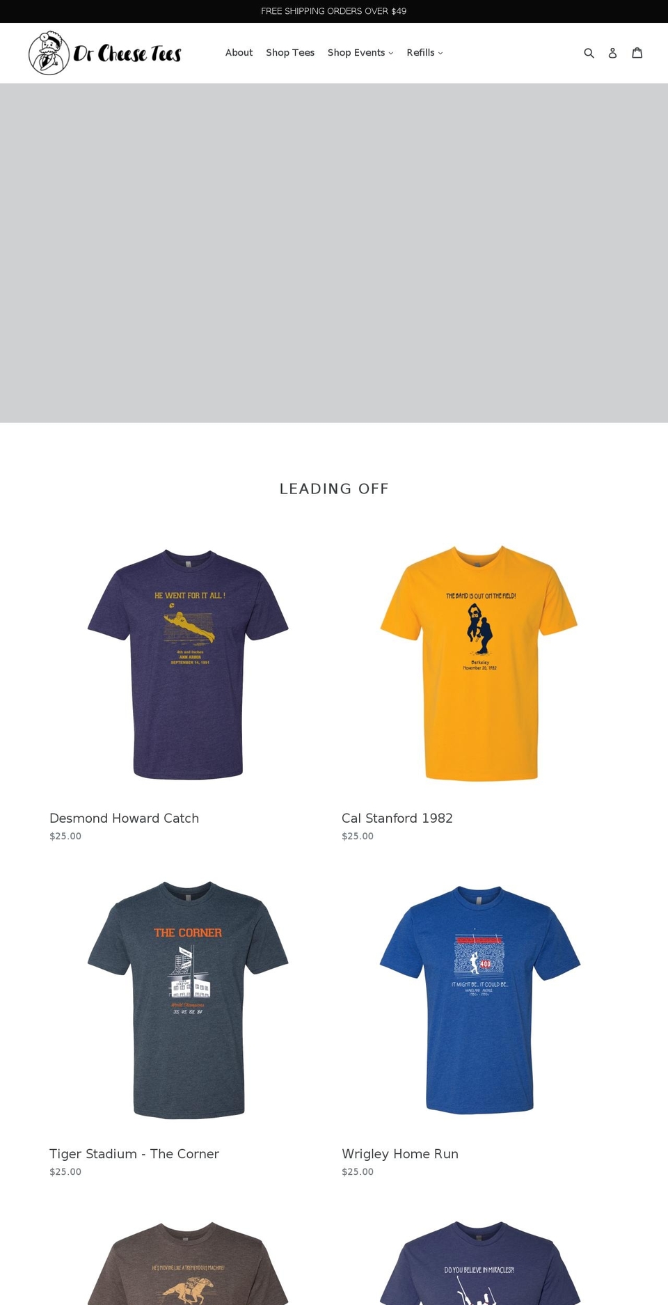 drcheesetees.com — Shopify storefront screenshot