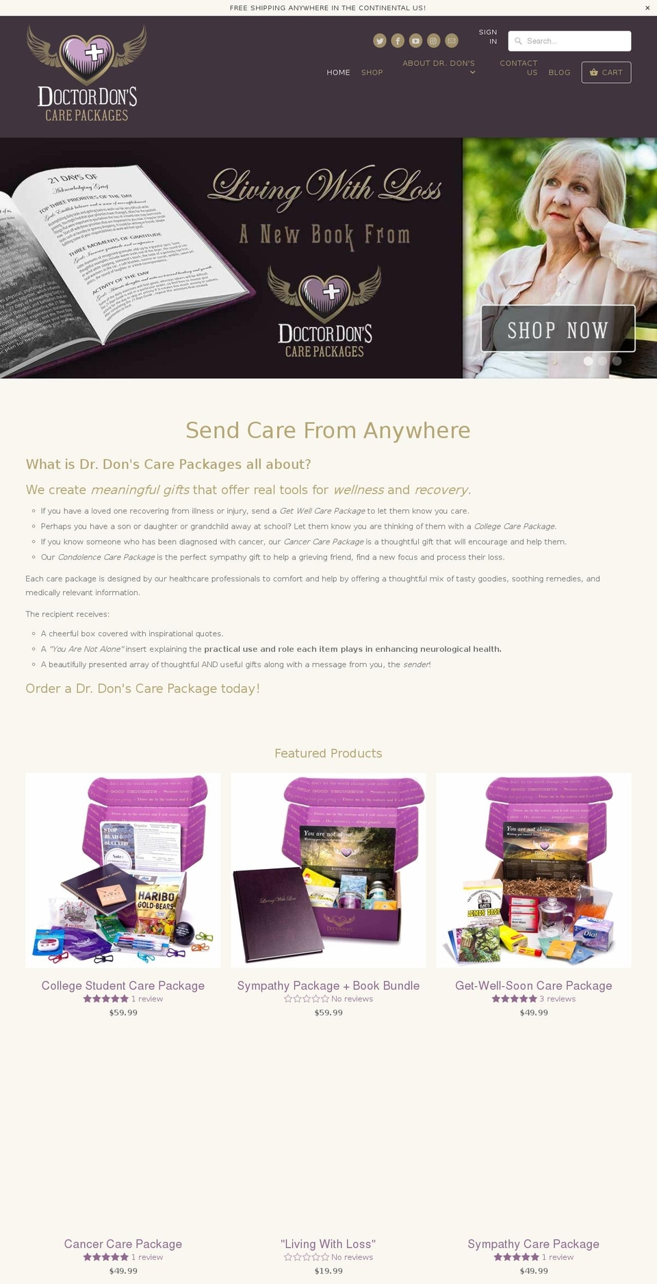 drdonscarepackages.com shopify website screenshot