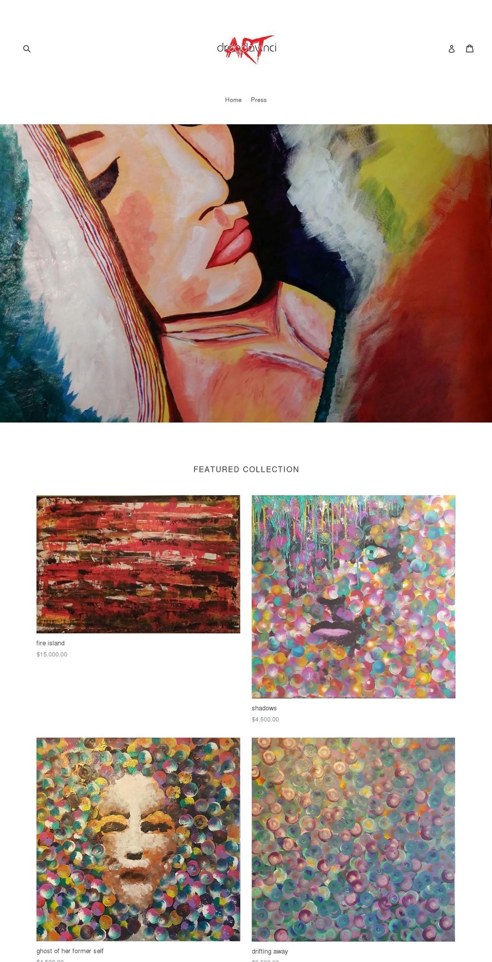 dreadavinciart.com — Shopify storefront screenshot