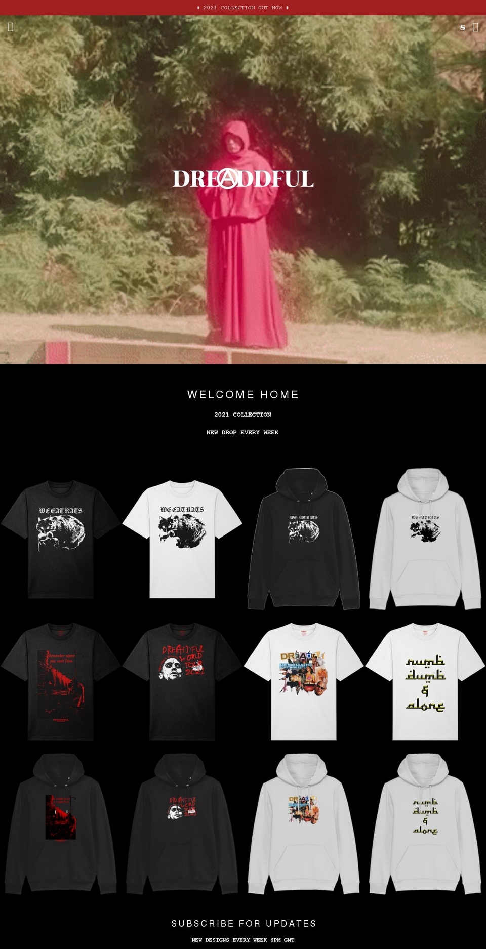 dreaddful.com shopify website screenshot