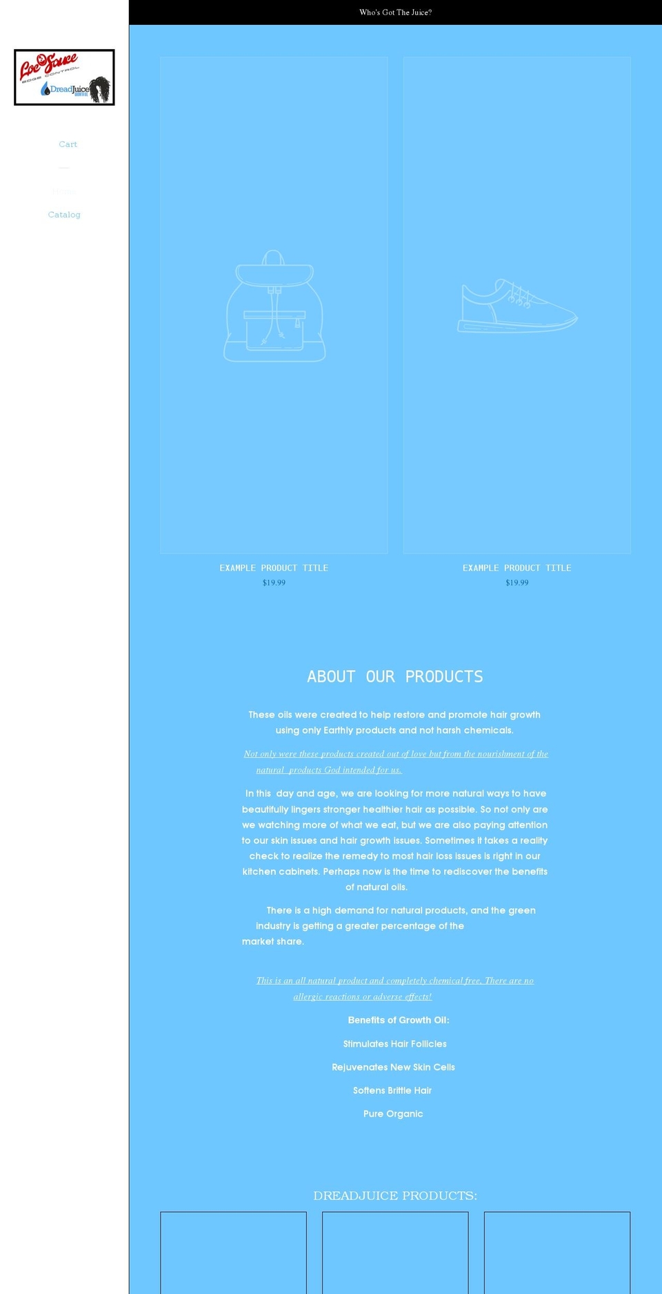 dreadjuice.com shopify website screenshot