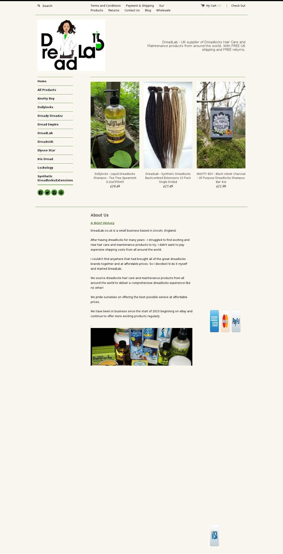 dreadlab.co.uk shopify website screenshot