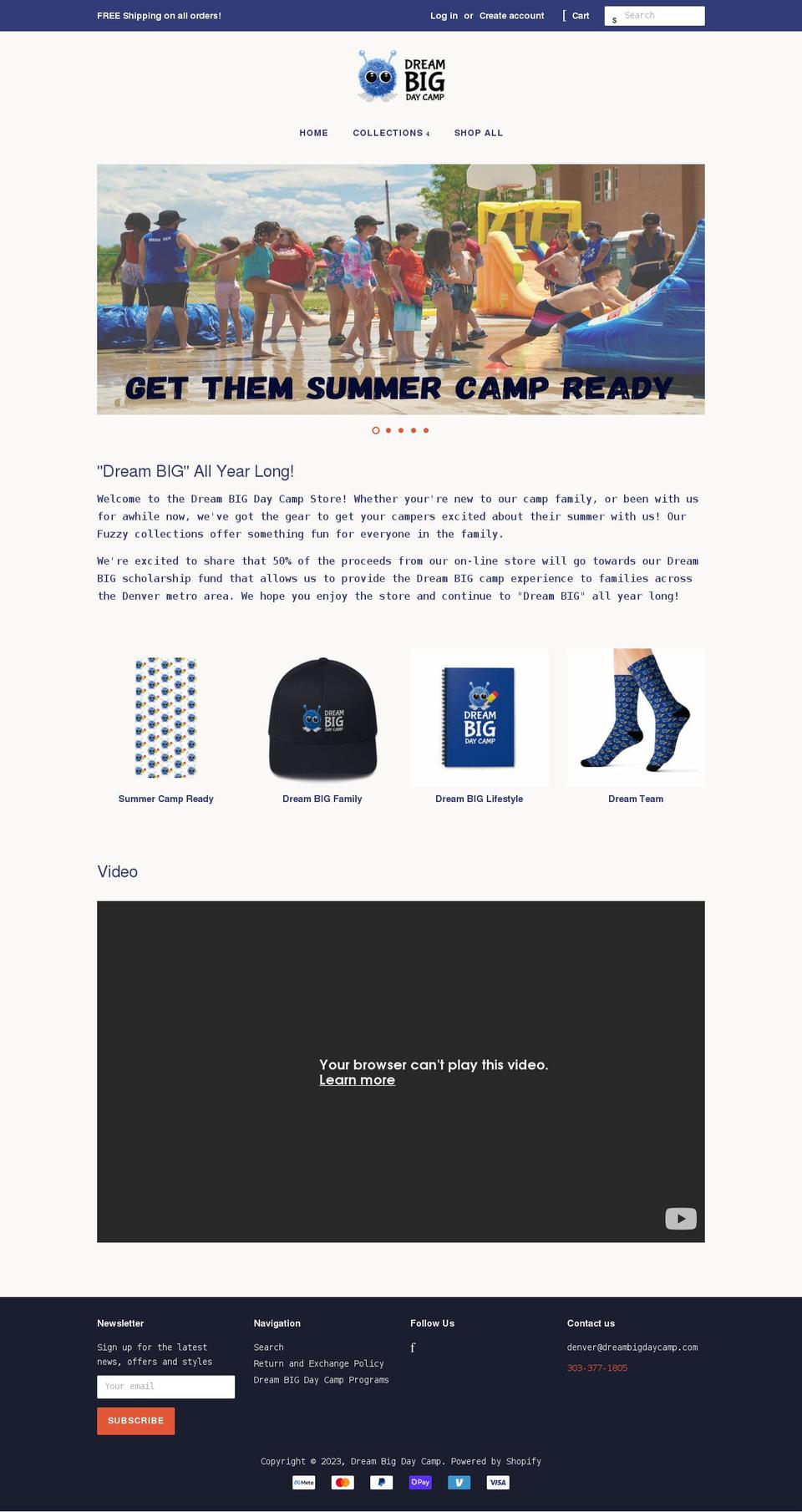 dream-big-day-camp.myshopify.com shopify website screenshot