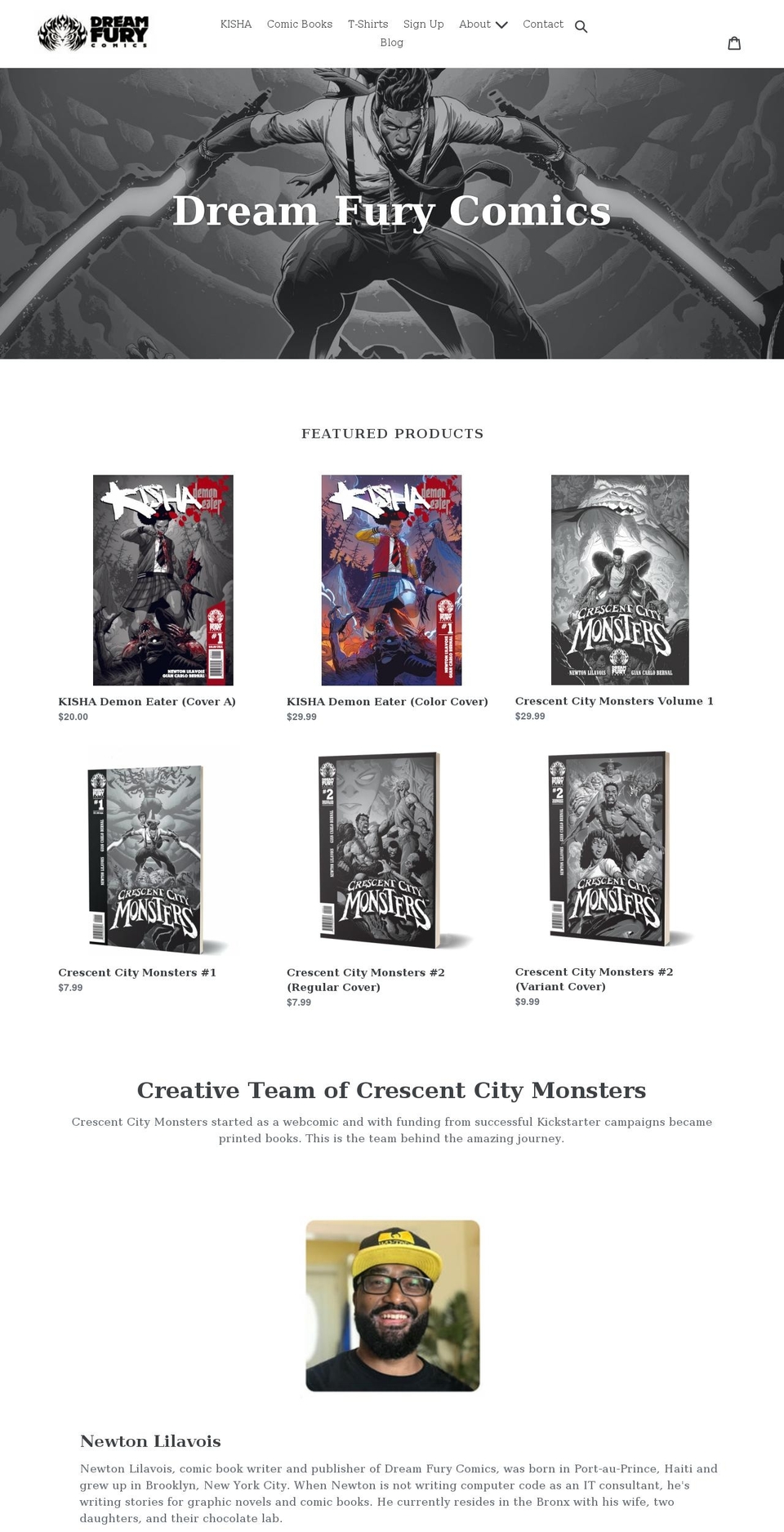 dream-fury-comics.myshopify.com shopify website screenshot