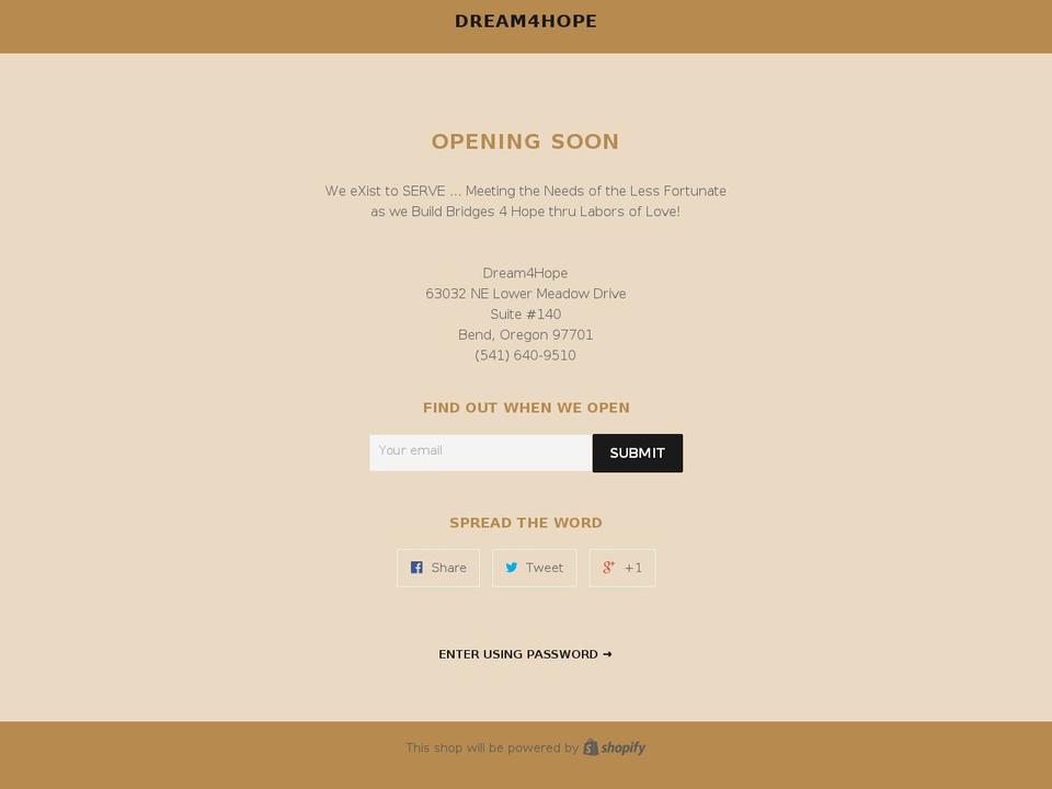 dream4hope.org shopify website screenshot