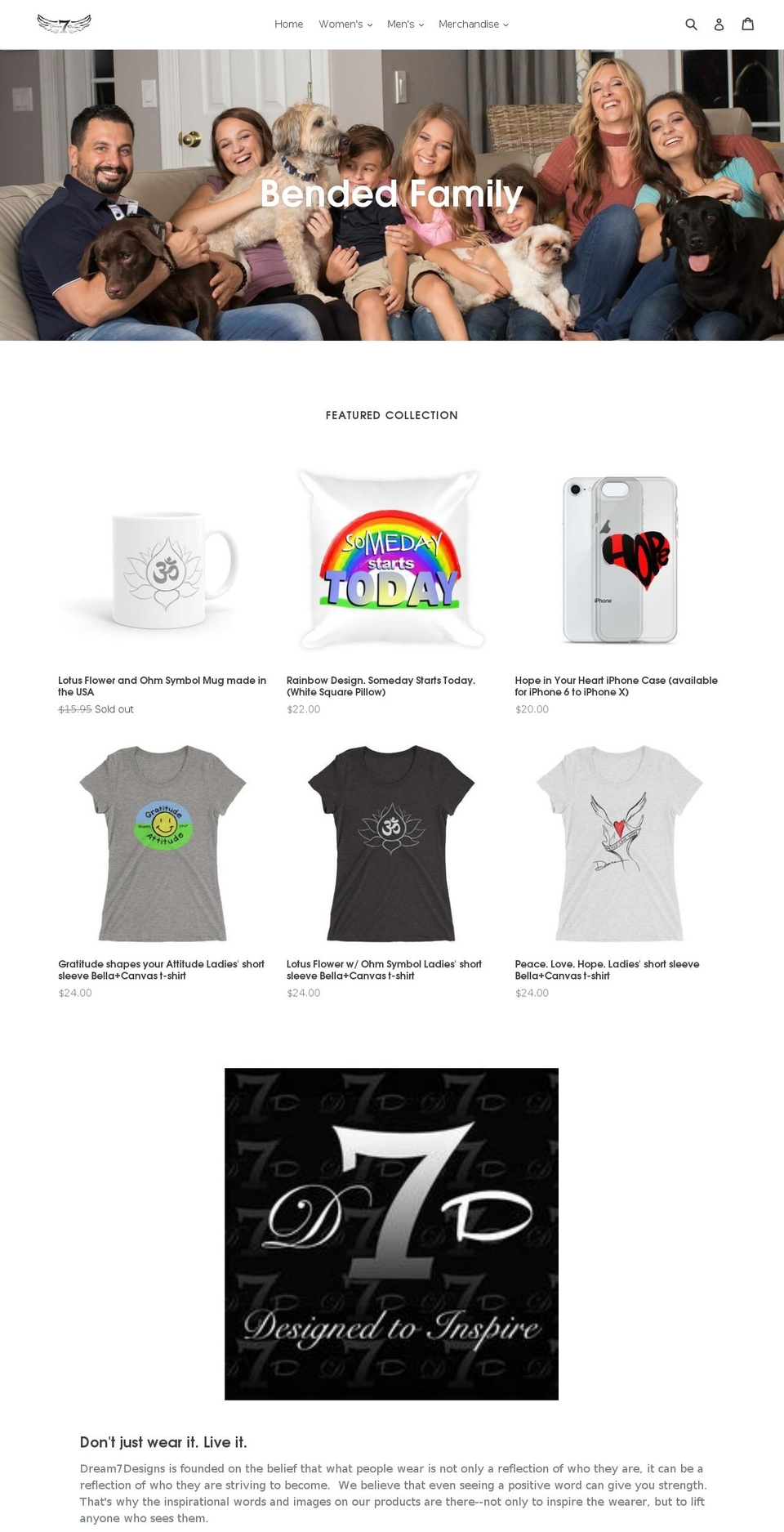 dream7designs.com — Shopify storefront screenshot