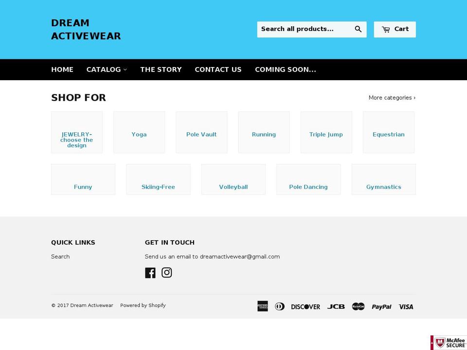 dreamactivewear.com shopify website screenshot