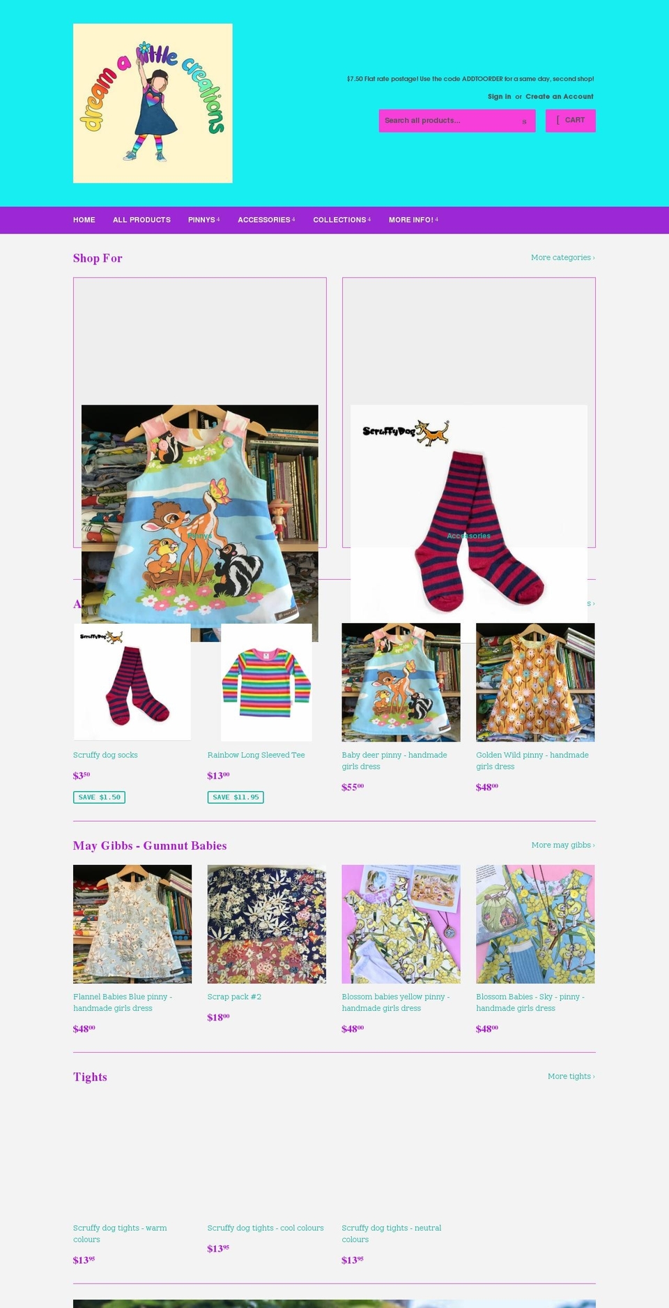 dreamalittlecreations.com shopify website screenshot
