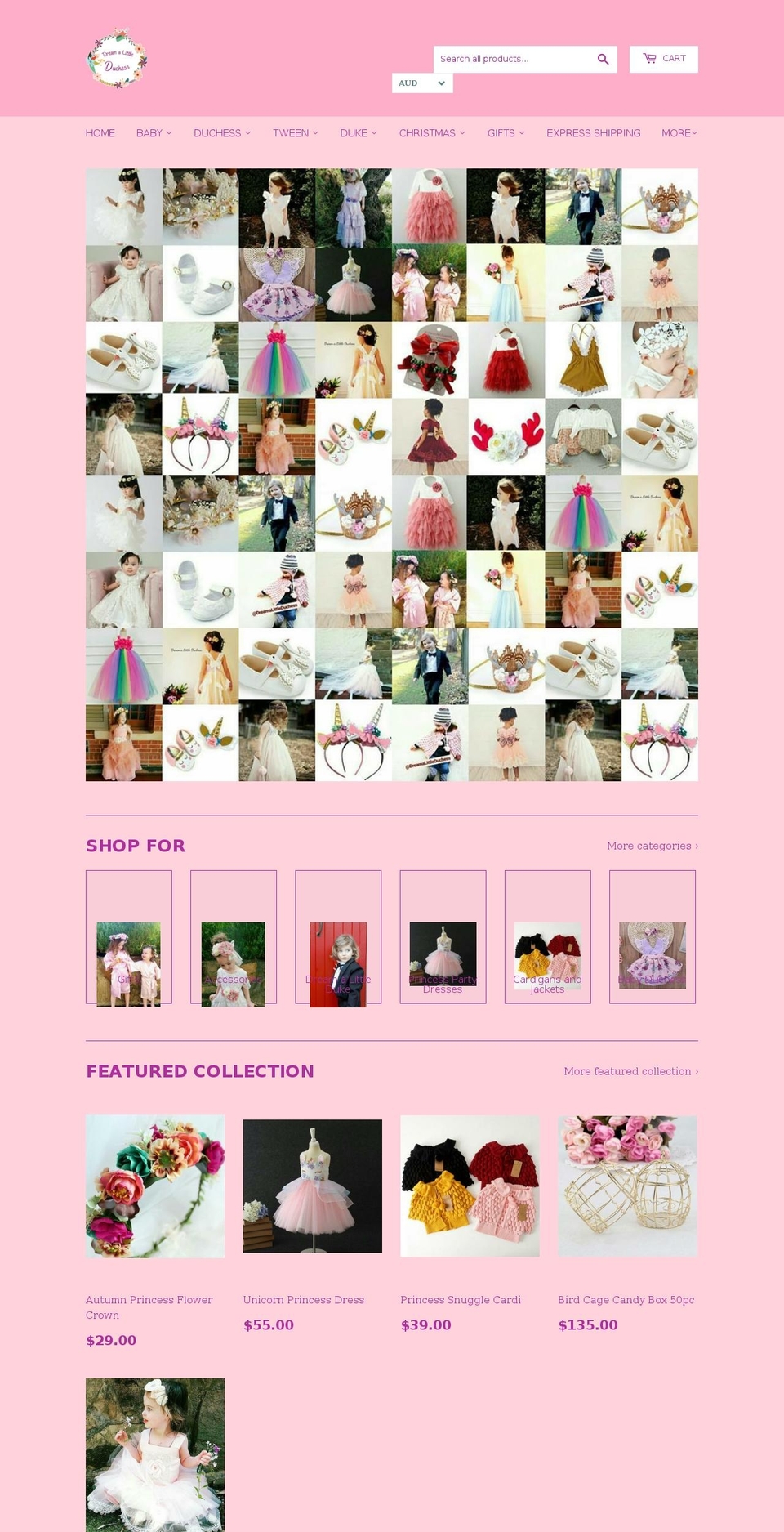 dreamalittleduchess.com — Shopify storefront screenshot