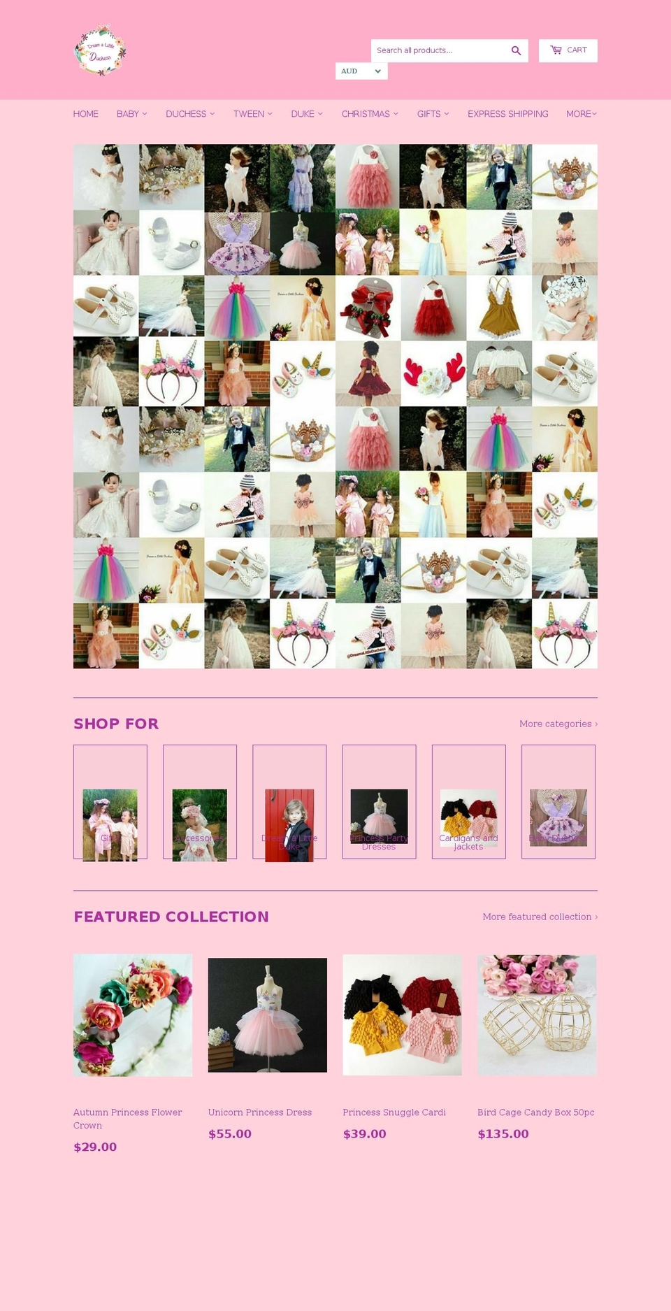dreamalittleduchess.net shopify website screenshot