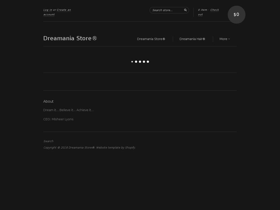 dreamaniastore.com shopify website screenshot