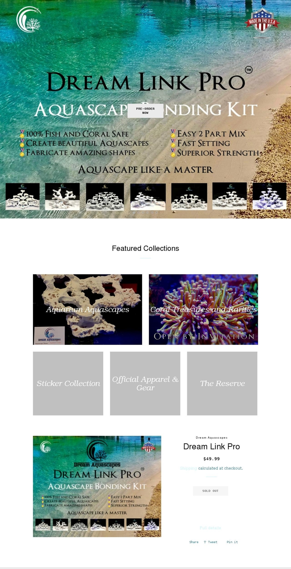 dreamaquascapes.com shopify website screenshot