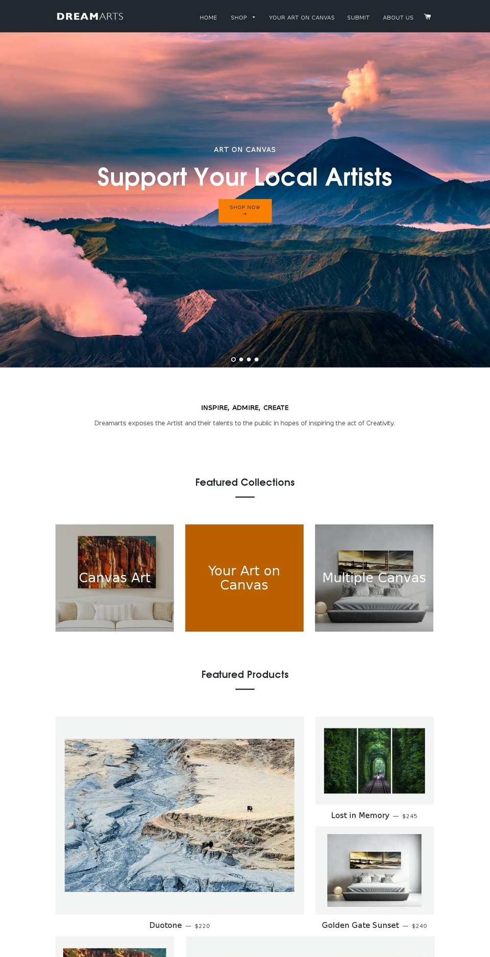 dreamartsla.com shopify website screenshot