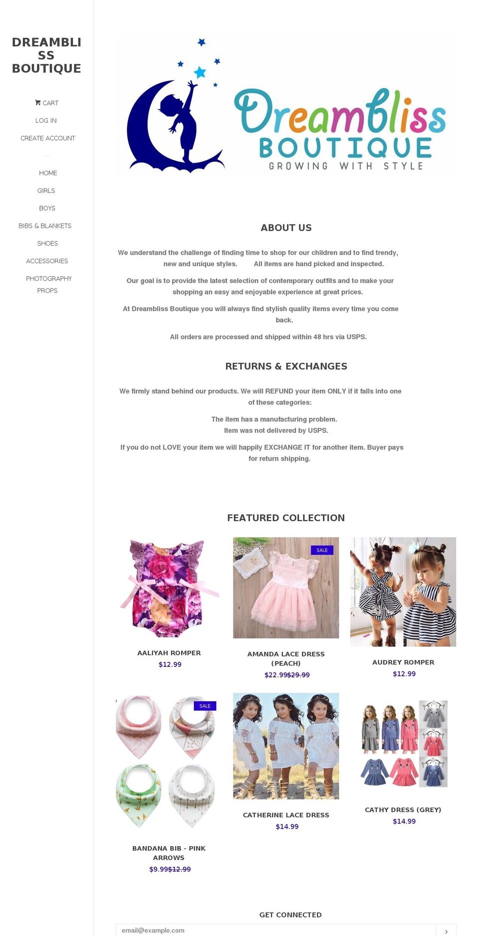 dreamblissboutique.com — Shopify storefront screenshot