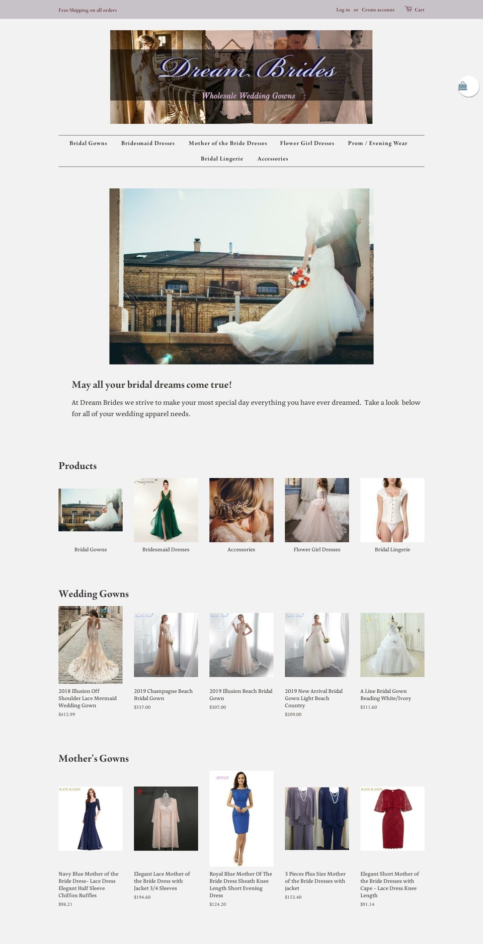 dreambrides.net shopify website screenshot