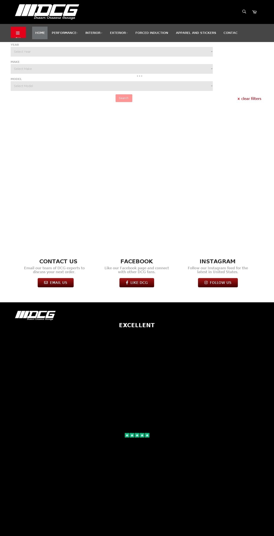 dreamchasersgarage.com shopify website screenshot