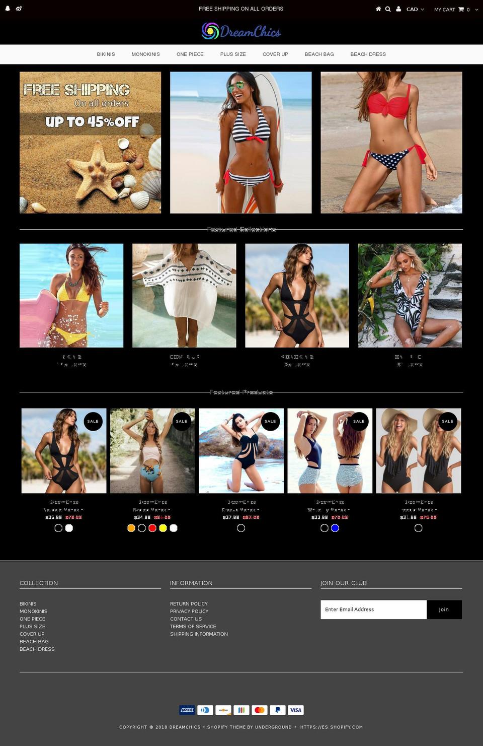 dreamchics.com — Shopify storefront screenshot