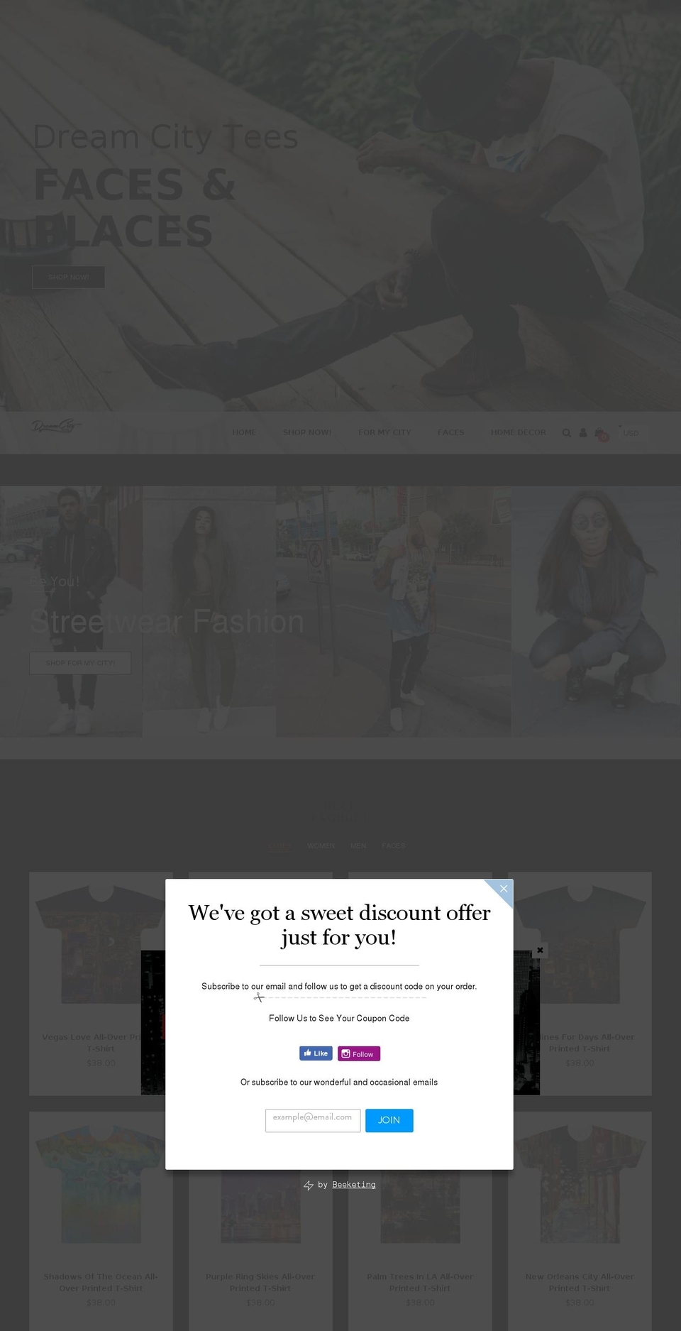 dreamcitytees.com — Shopify storefront screenshot