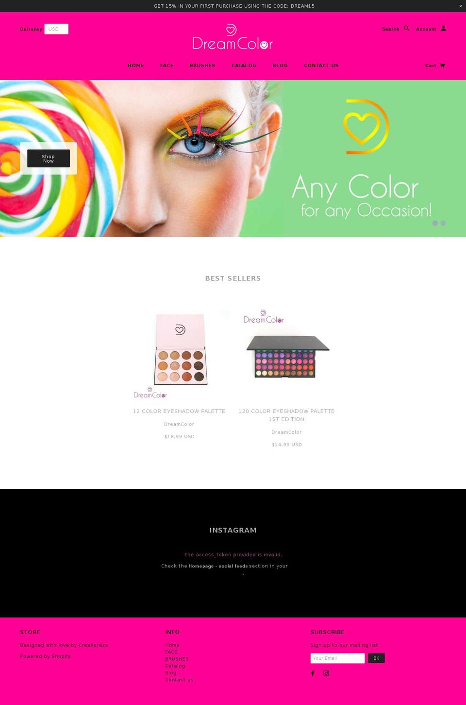dreamcolorshop.com — Shopify storefront screenshot