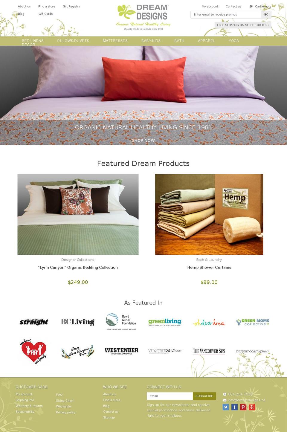 dreamdesigns.ca shopify website screenshot