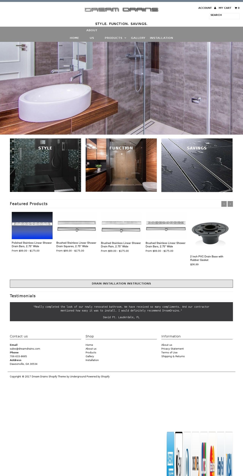 dreamdrains.com shopify website screenshot