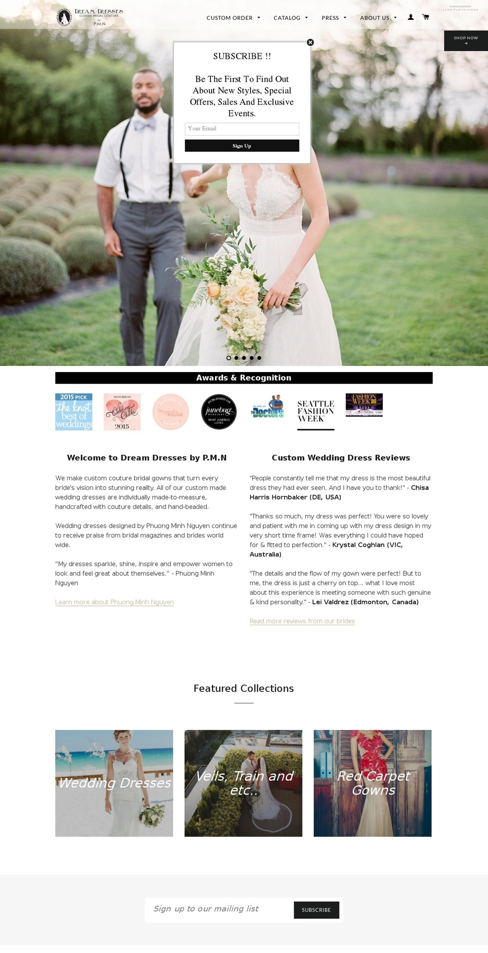 dreamdressesbypmn.com shopify website screenshot