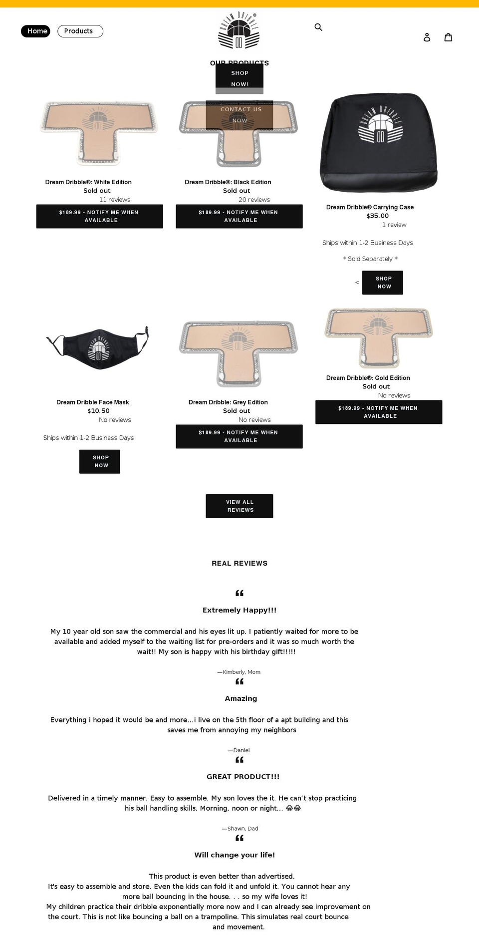 dreamdribble.com shopify website screenshot