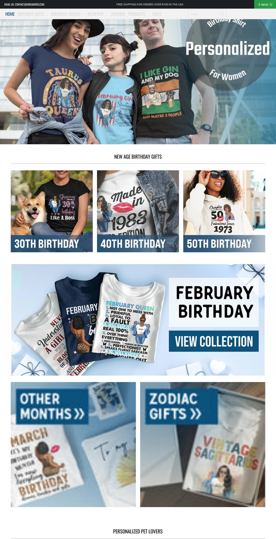 dreameris.com shopify website screenshot