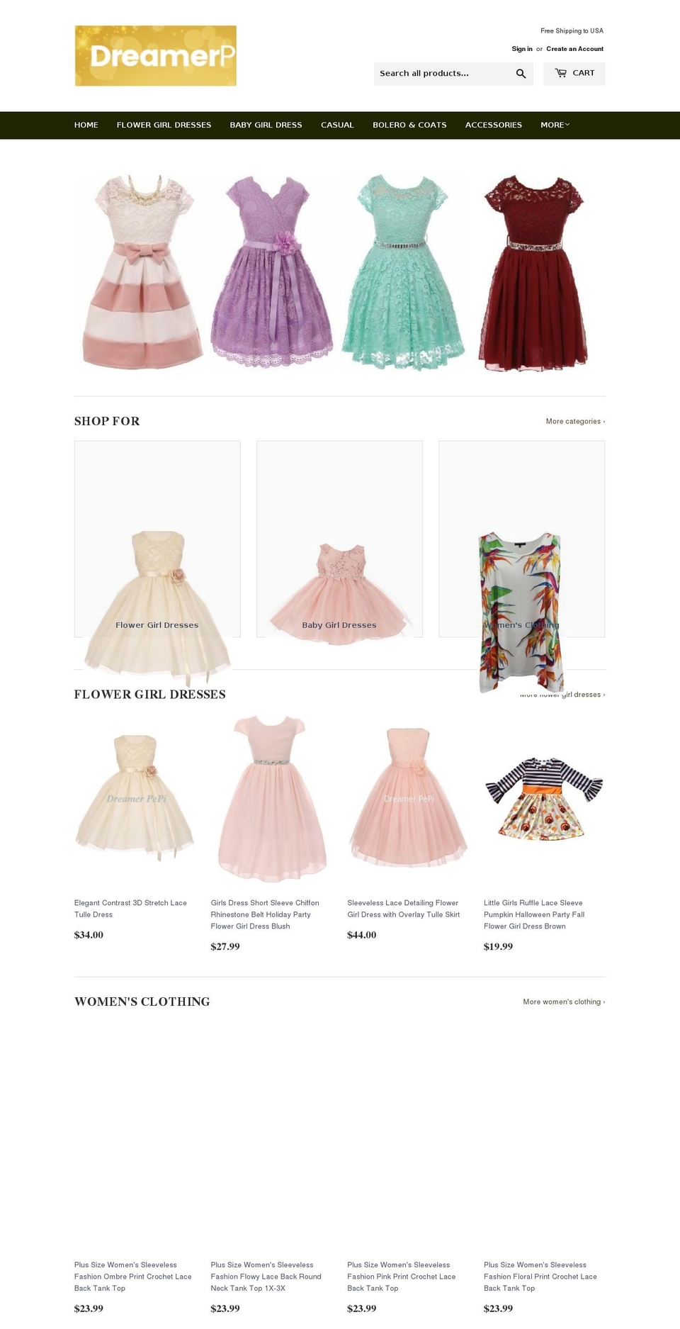 dreamerpepi.com — Shopify storefront screenshot