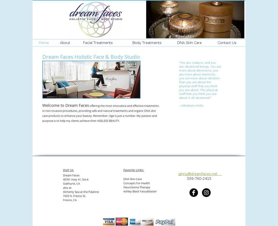 dreamfaces.net shopify website screenshot