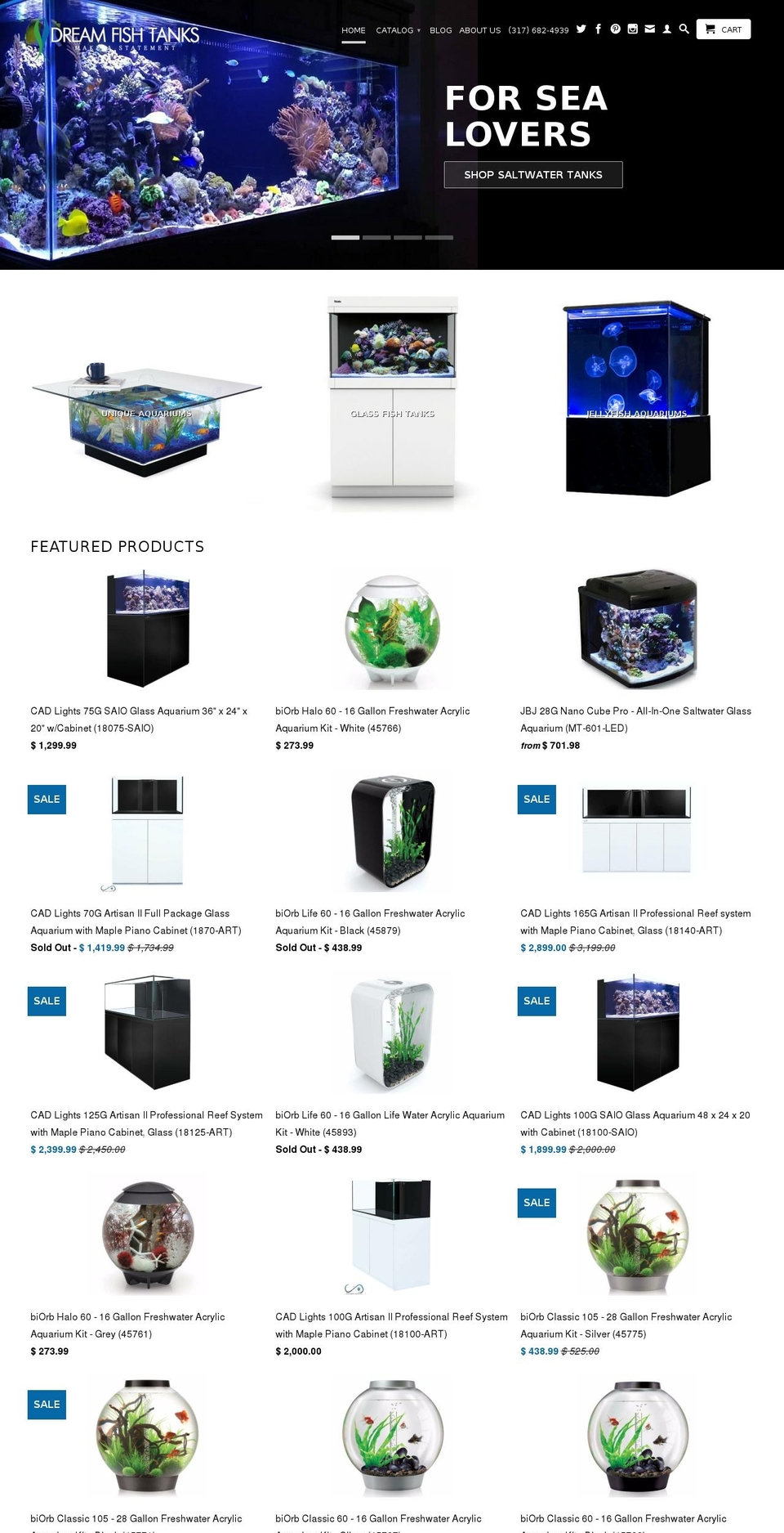 dreamfishtanks.com shopify website screenshot