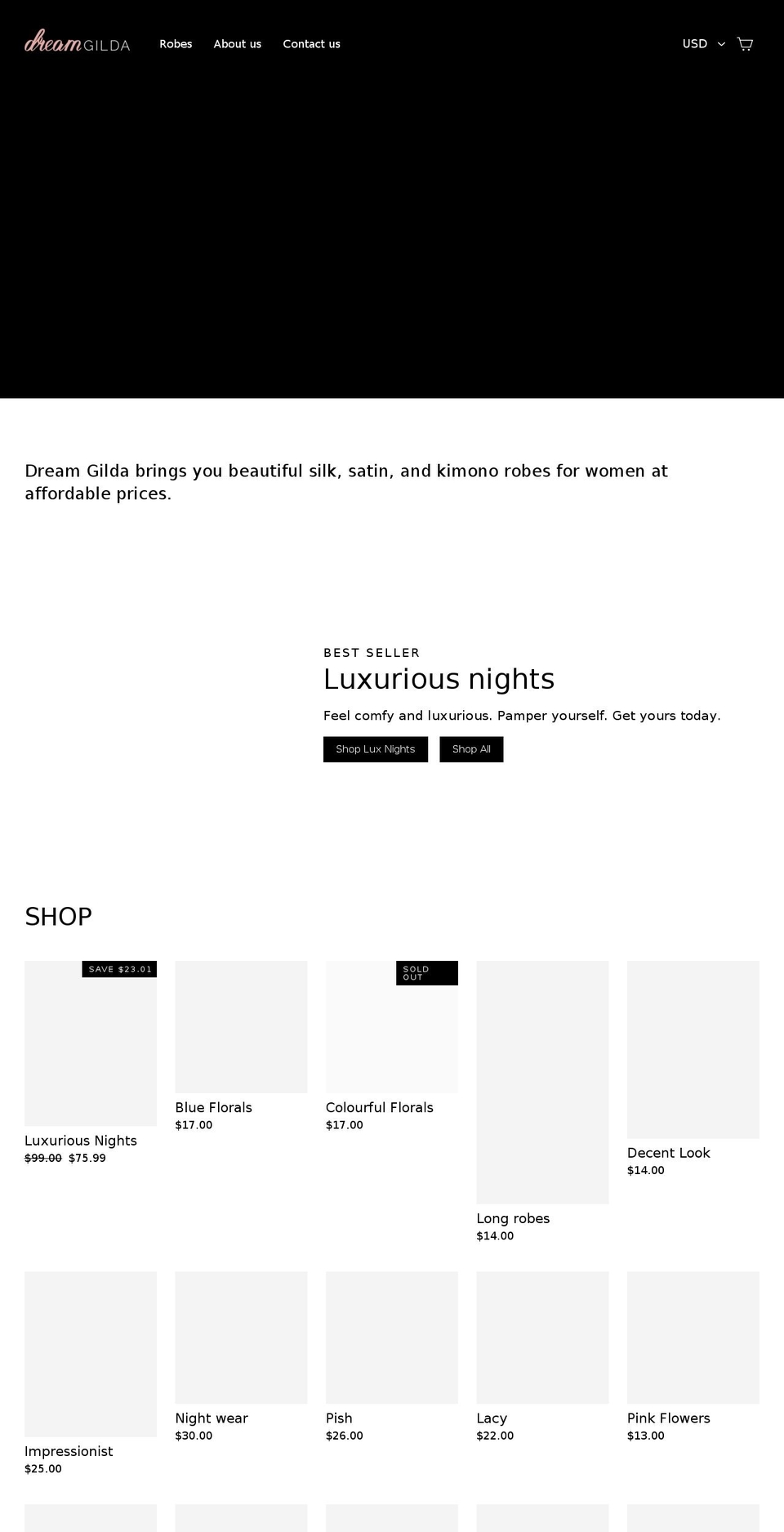 dreamgilda.com — Shopify storefront screenshot