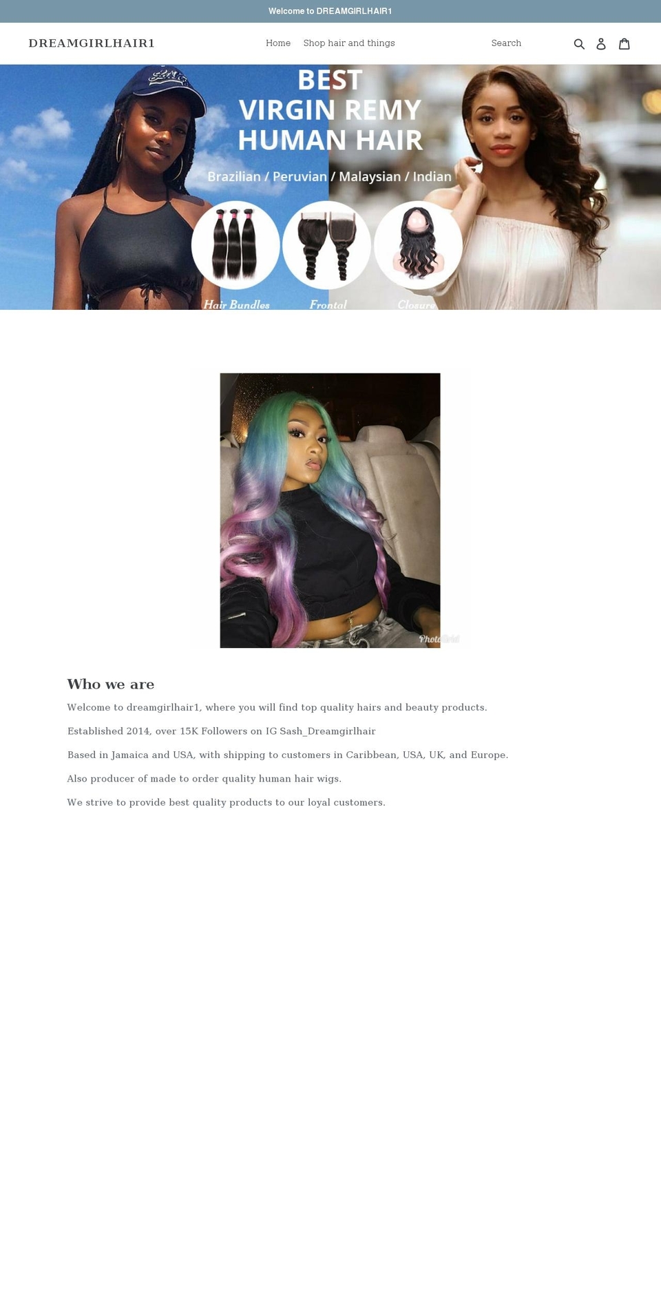 dreamgirlhair.net shopify website screenshot