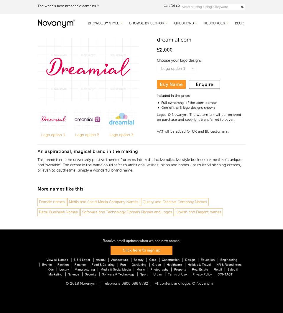 dreamial.com — Shopify storefront screenshot