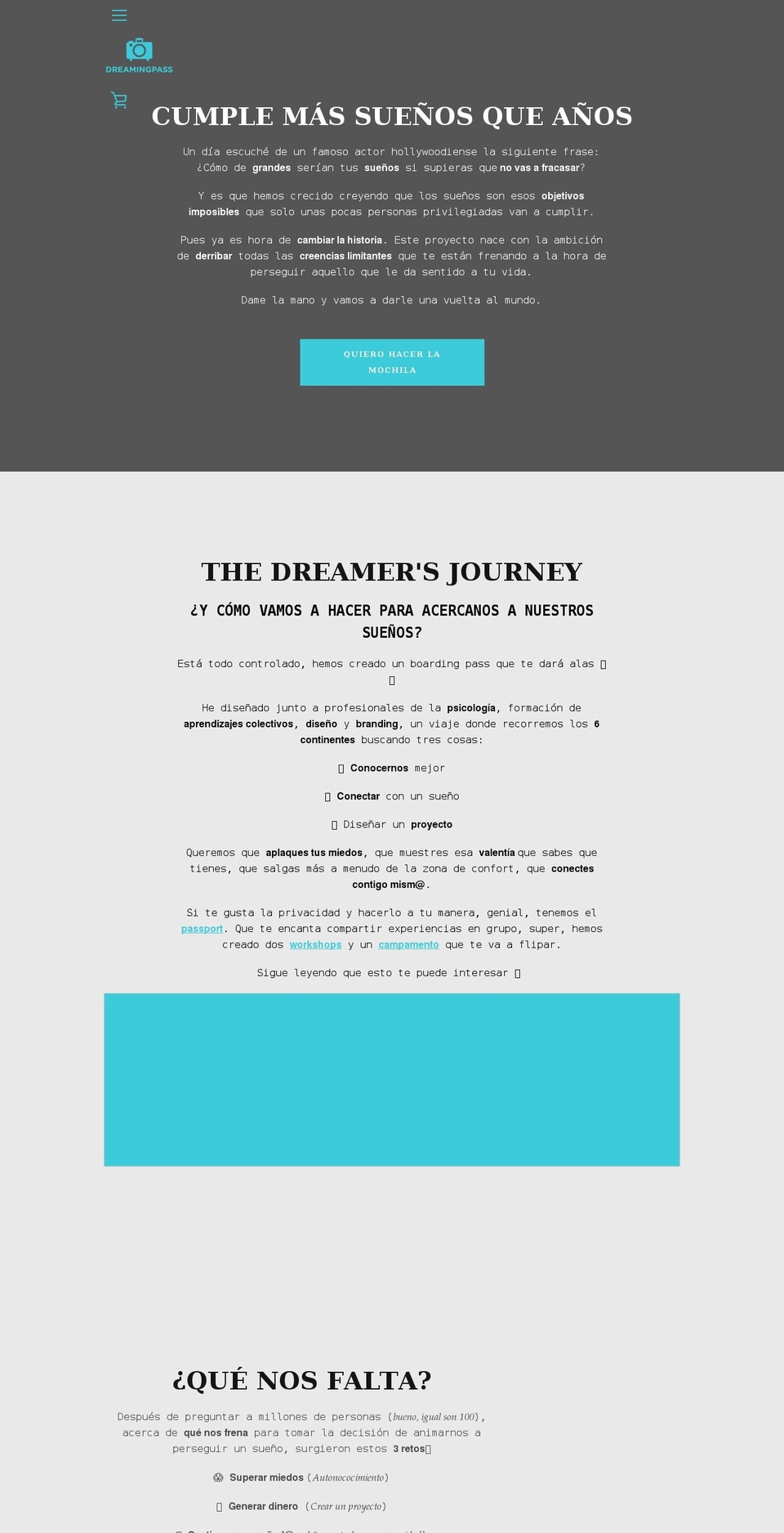 dreamingpass.com shopify website screenshot