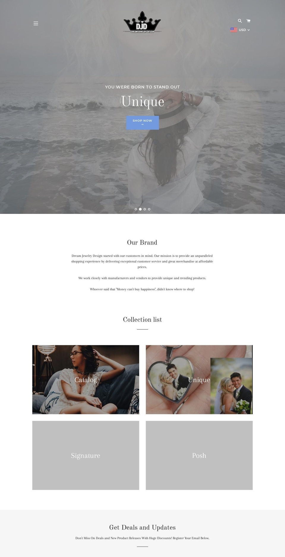 Gems Shopify theme site example dreamjewelrydesign.com