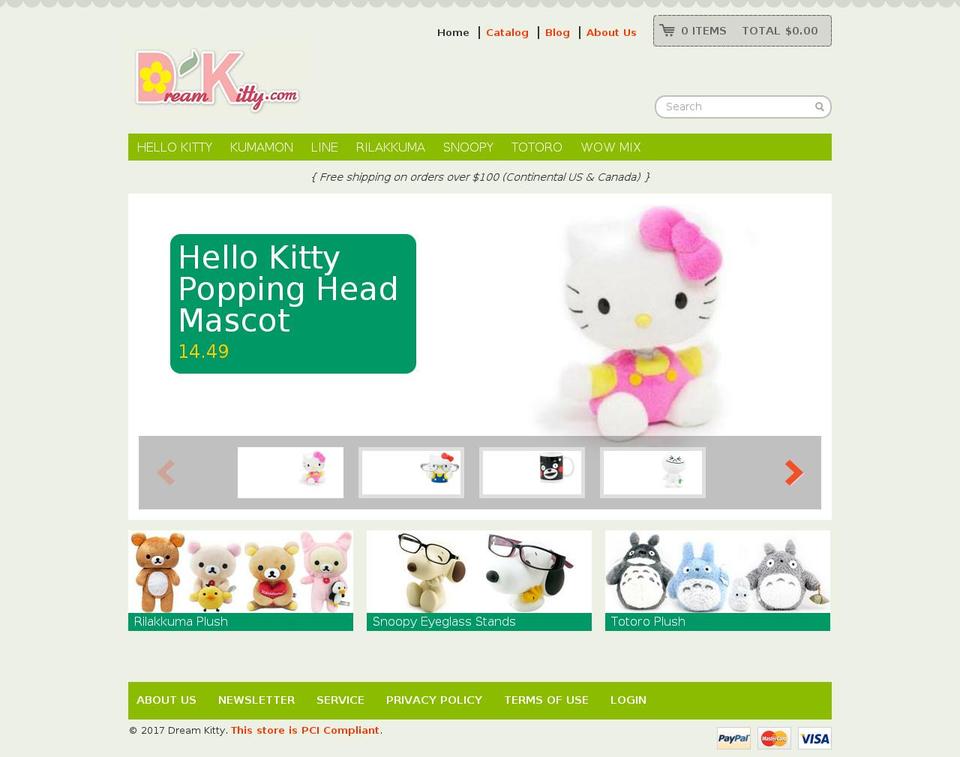 Sunrise Shopify theme site example dreamkitty.com