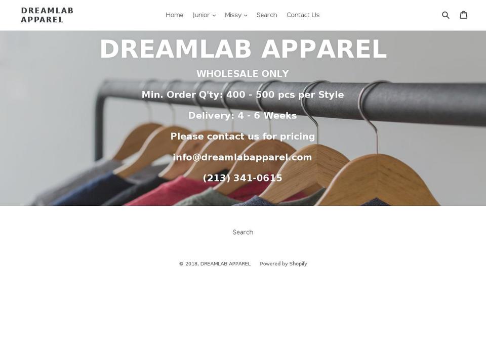 dreamlabapparel.com — Shopify storefront screenshot