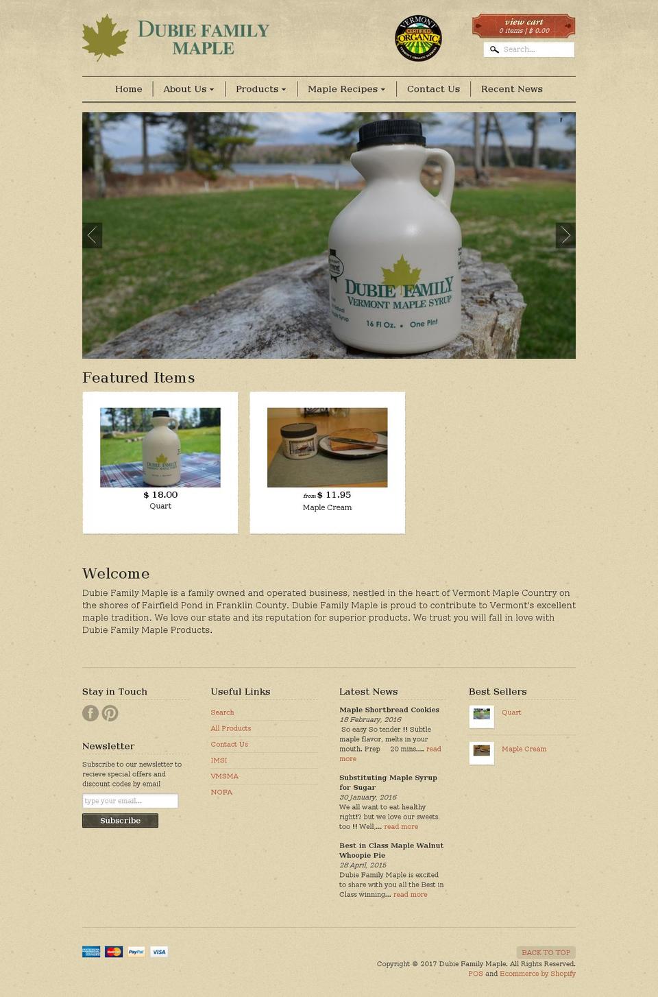 dreamlakemaple.com shopify website screenshot