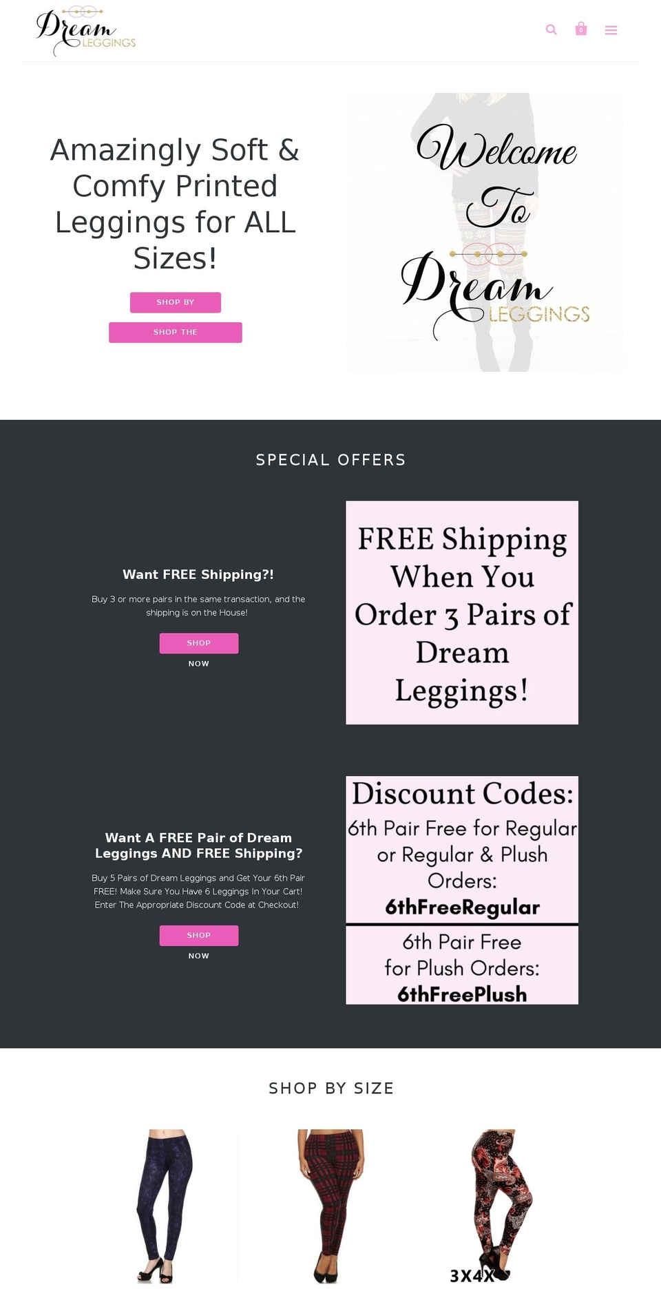dreamleggings.com shopify website screenshot
