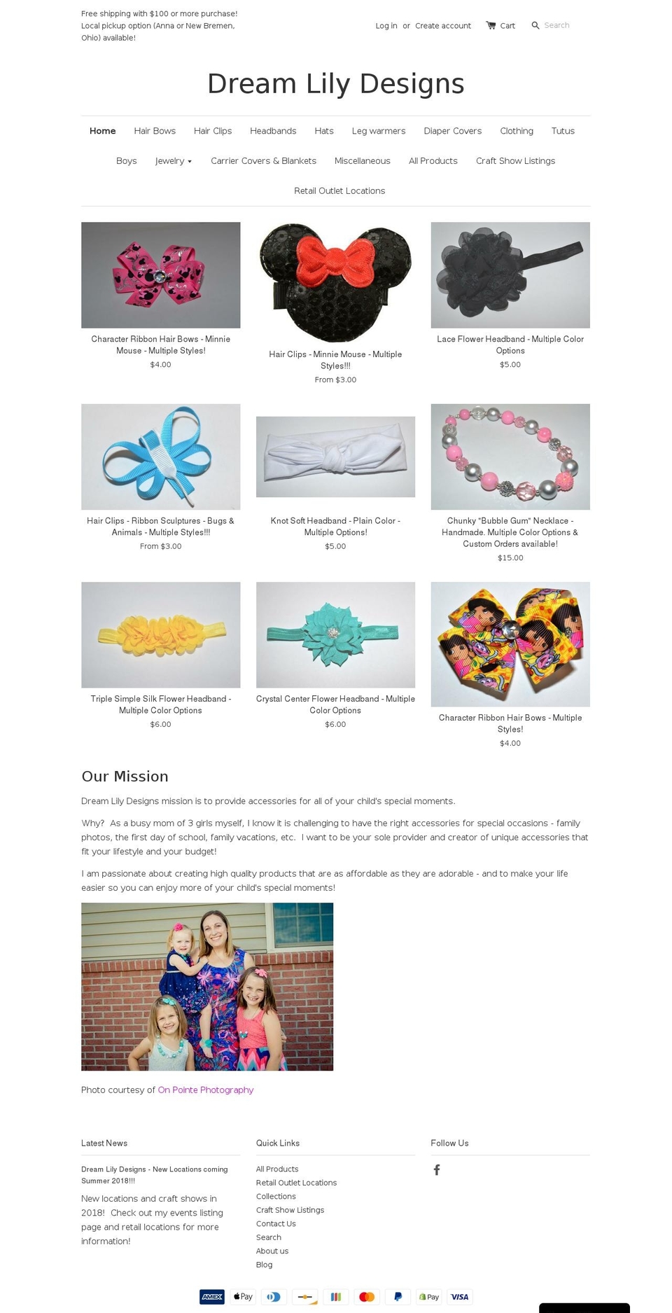 dreamlilydesigns.com shopify website screenshot