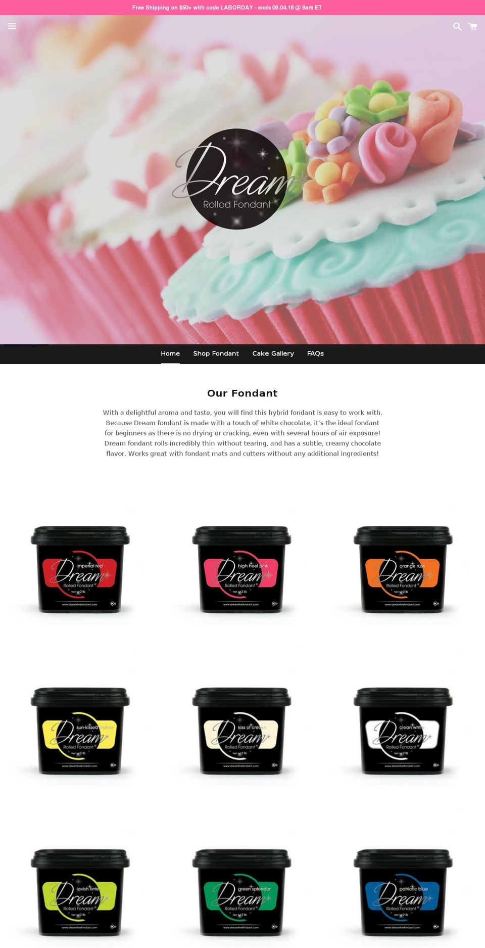 dreamlinefondant.com shopify website screenshot