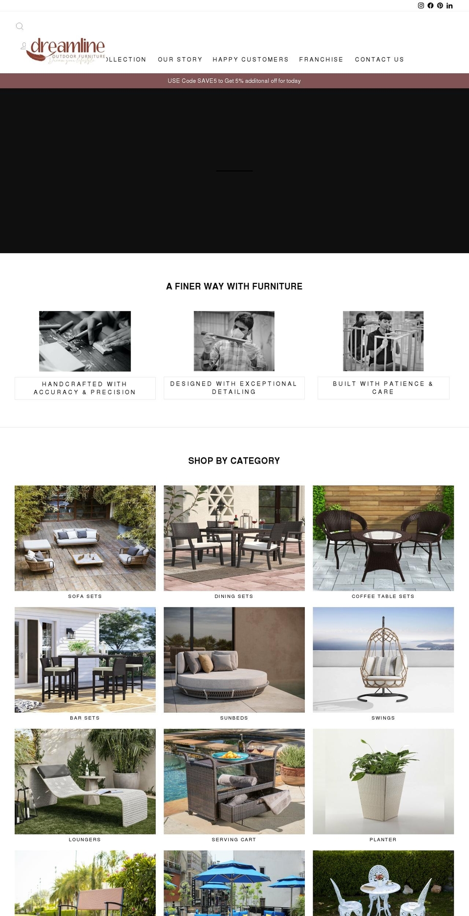 dreamlineoutdoorfurniture.com shopify website screenshot