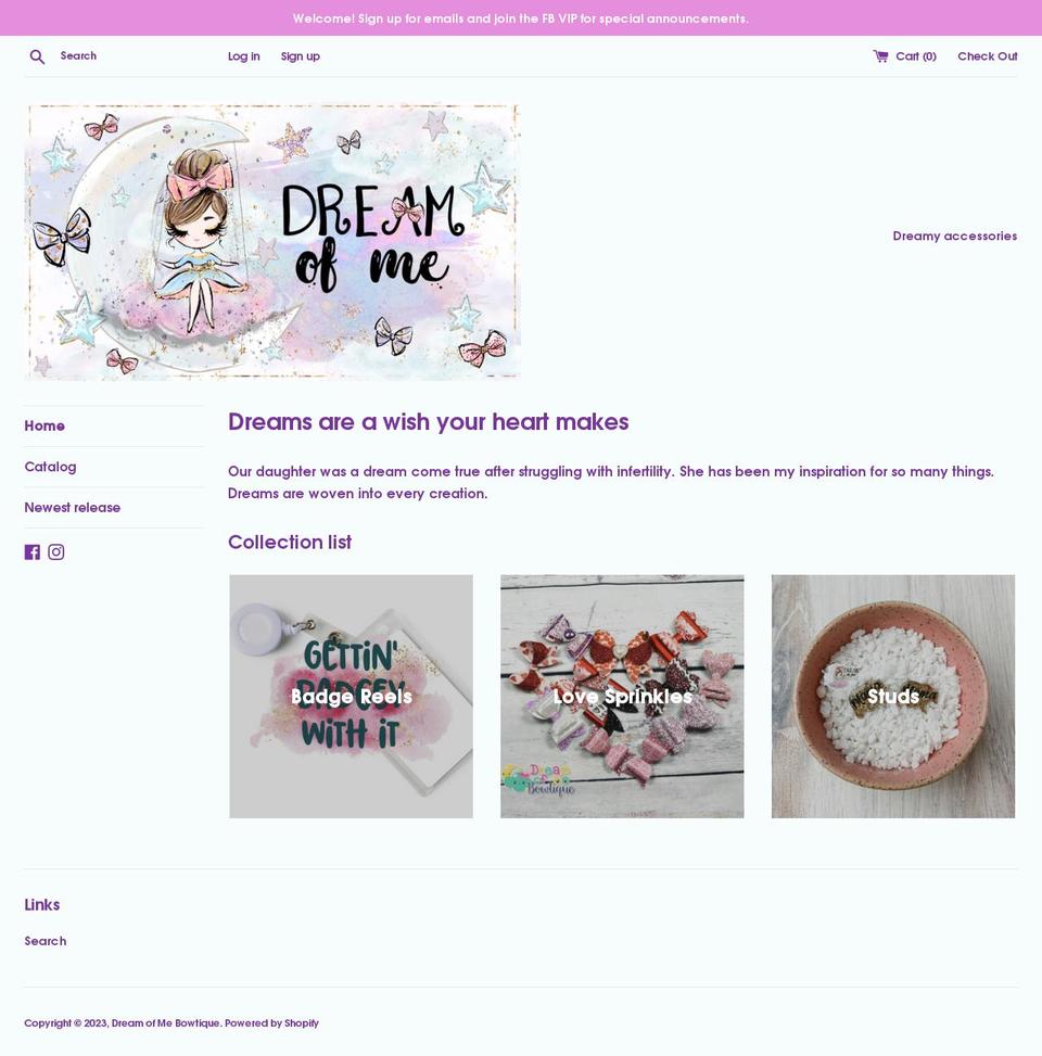 dreamofmebowtique.com — Shopify storefront screenshot