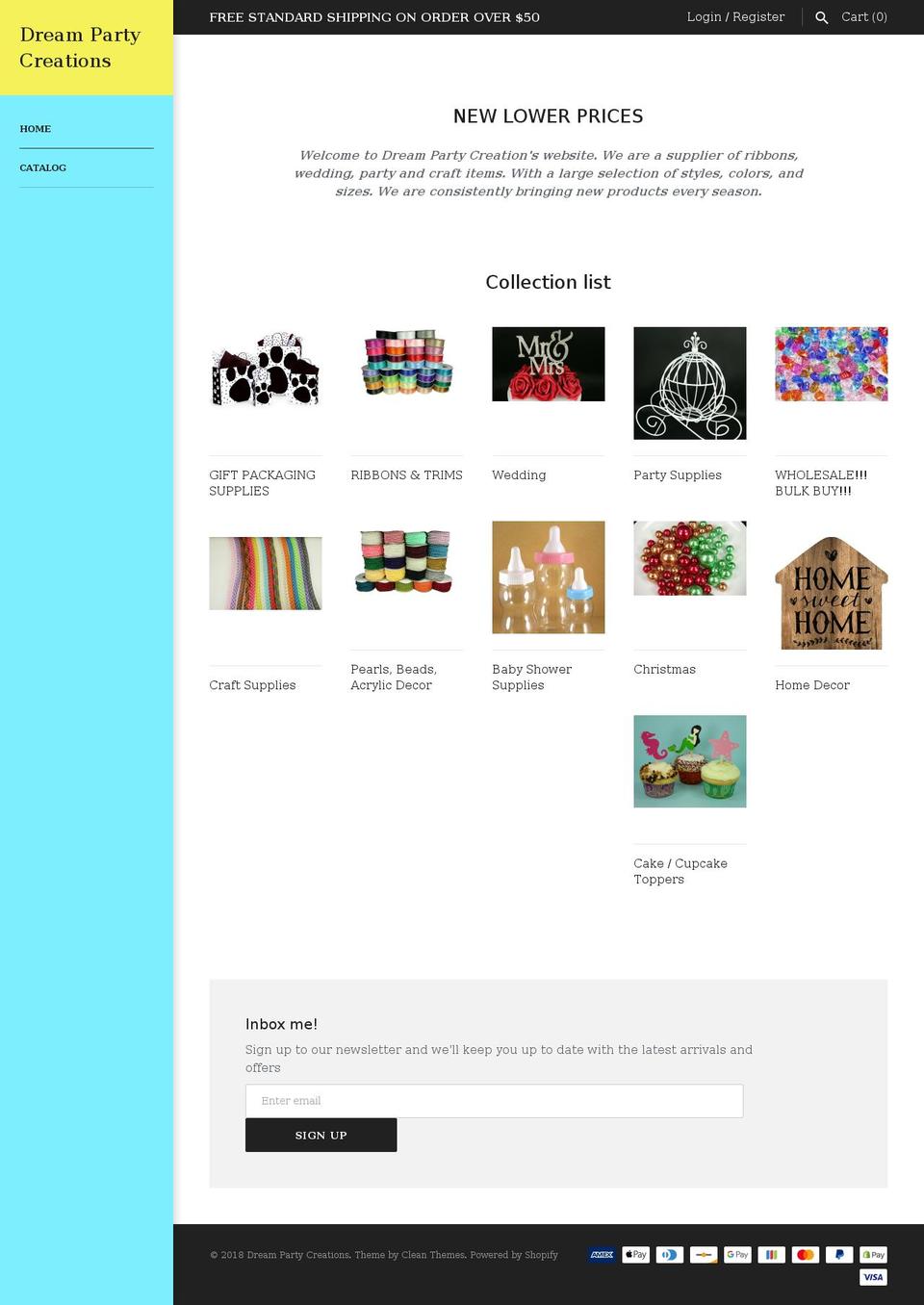 dreampartycreation.com — Shopify storefront screenshot