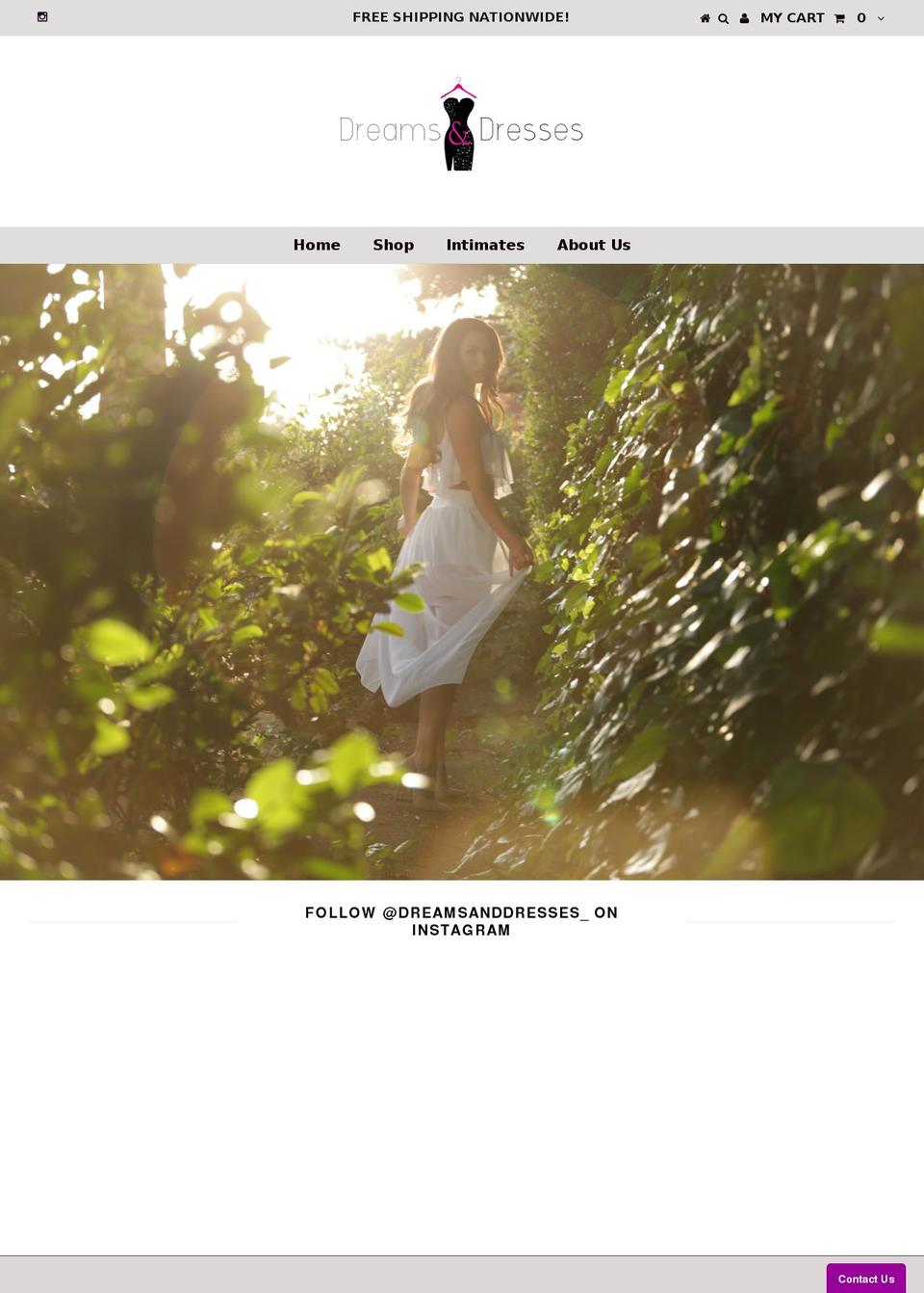 dreamsanddresses.com shopify website screenshot