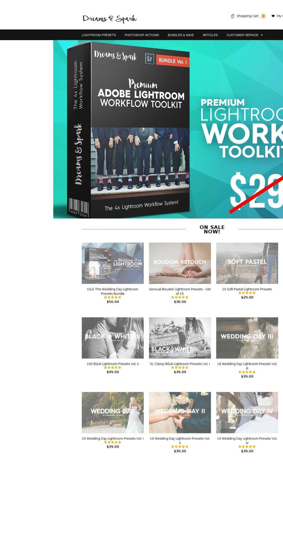 dreamsandspark.com shopify website screenshot