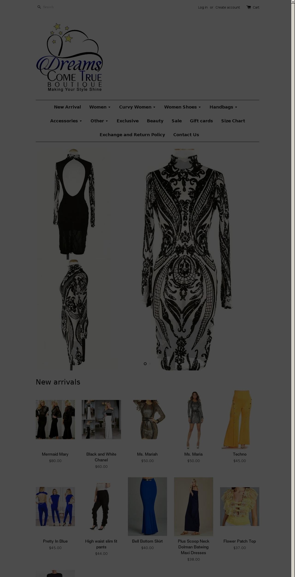 dreamscometruebou.com shopify website screenshot