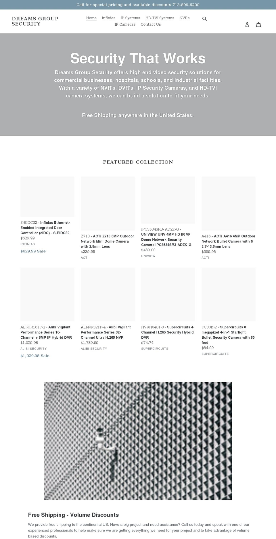 dreamsgroupsecurity.com shopify website screenshot