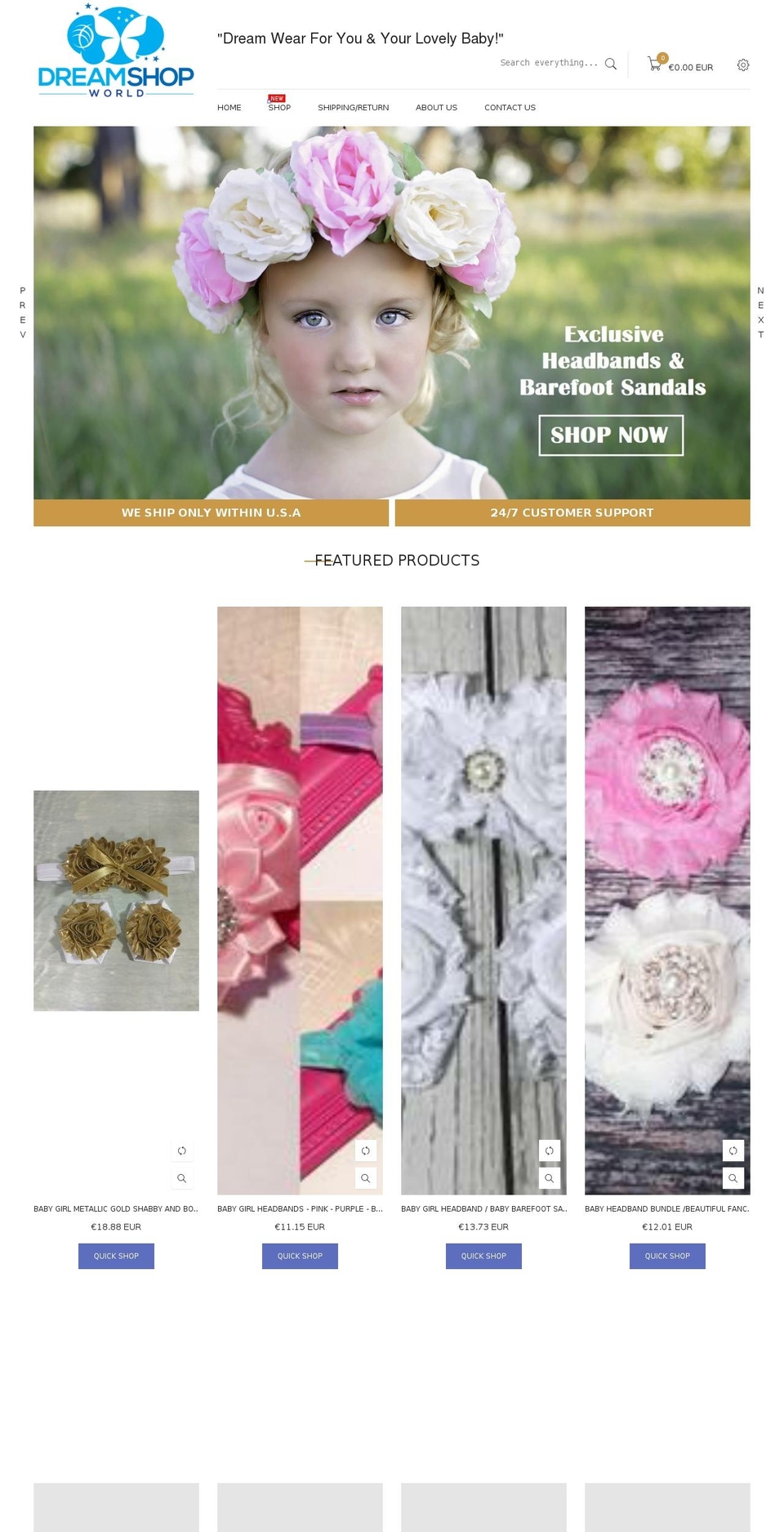 dreamshopworld.com shopify website screenshot